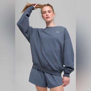 Alo Accolade Crew Neck Pullover Size Small Bluestone NWT